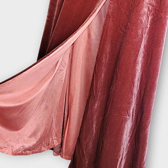 Coco Melody Velvet Maxi Sz Small Peach Velvet One Shoulder Gown Wedding Swiftie - Picture 4 of 16